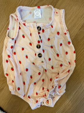 Lou Lou & Company Pink Strawberry Print Baby One-Piece Romper